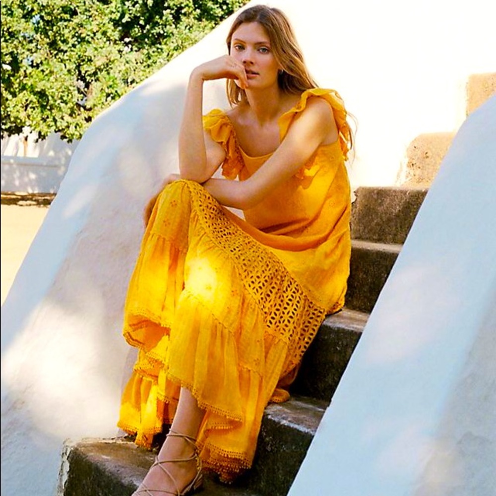 Anthropologie Sunlit Yellow Maxi Dress